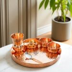 Copper Dinner Thali Set (6 Pcs)