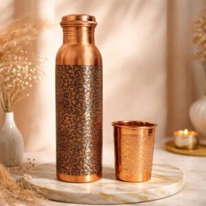 Designer Copper Bottle with Engraving